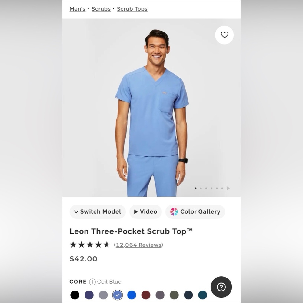 Men's FIGS Ciel Blue Leon Three-Pocket Scrub Top™